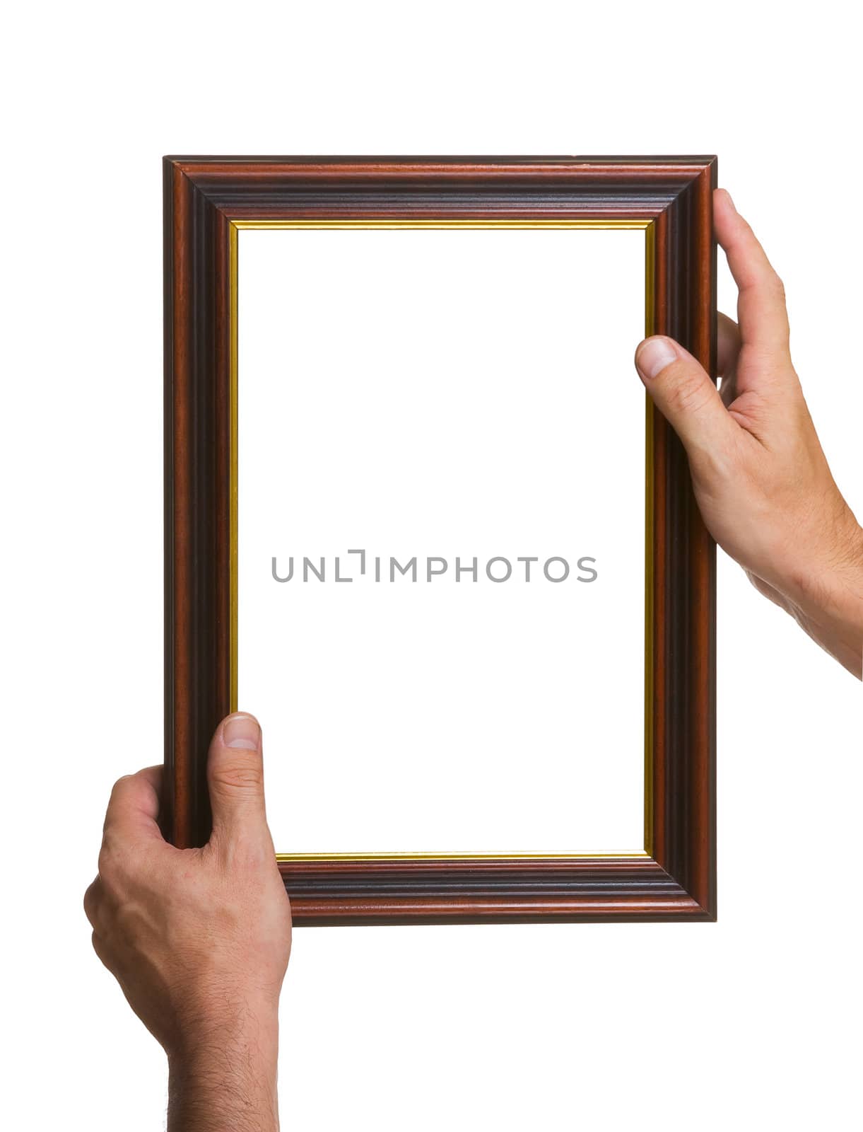 Photo Frame in the hands isolated on white background