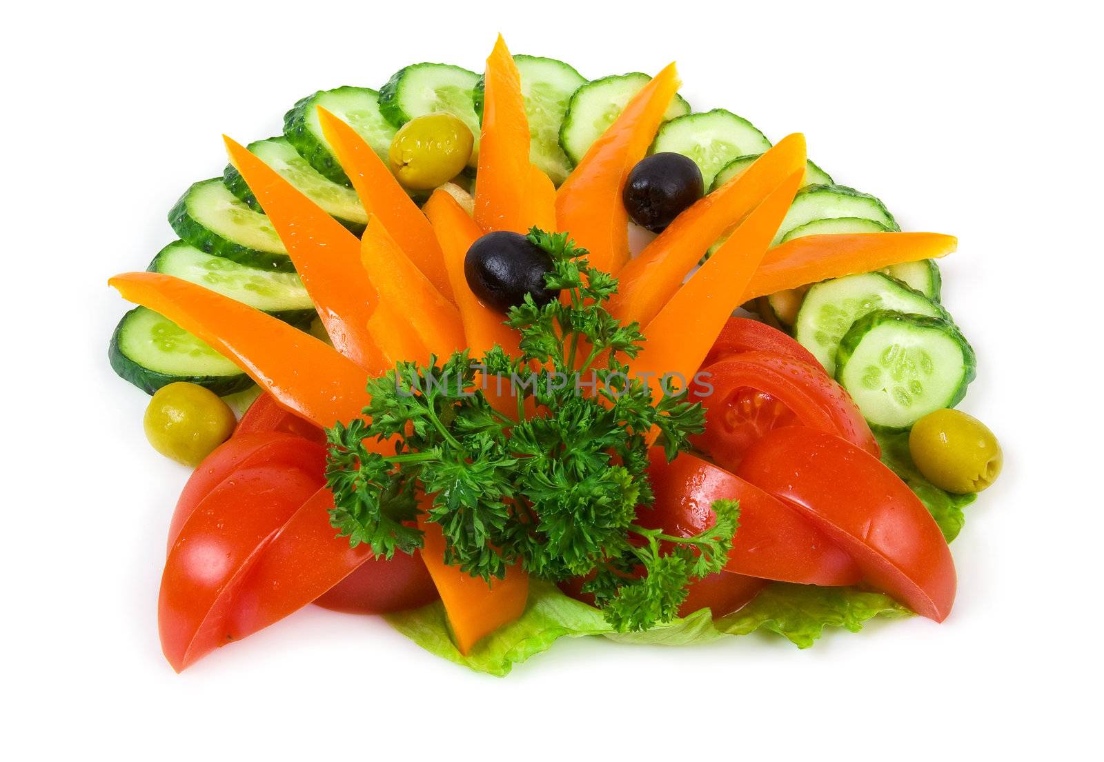 vegetable salad isolated on a white background