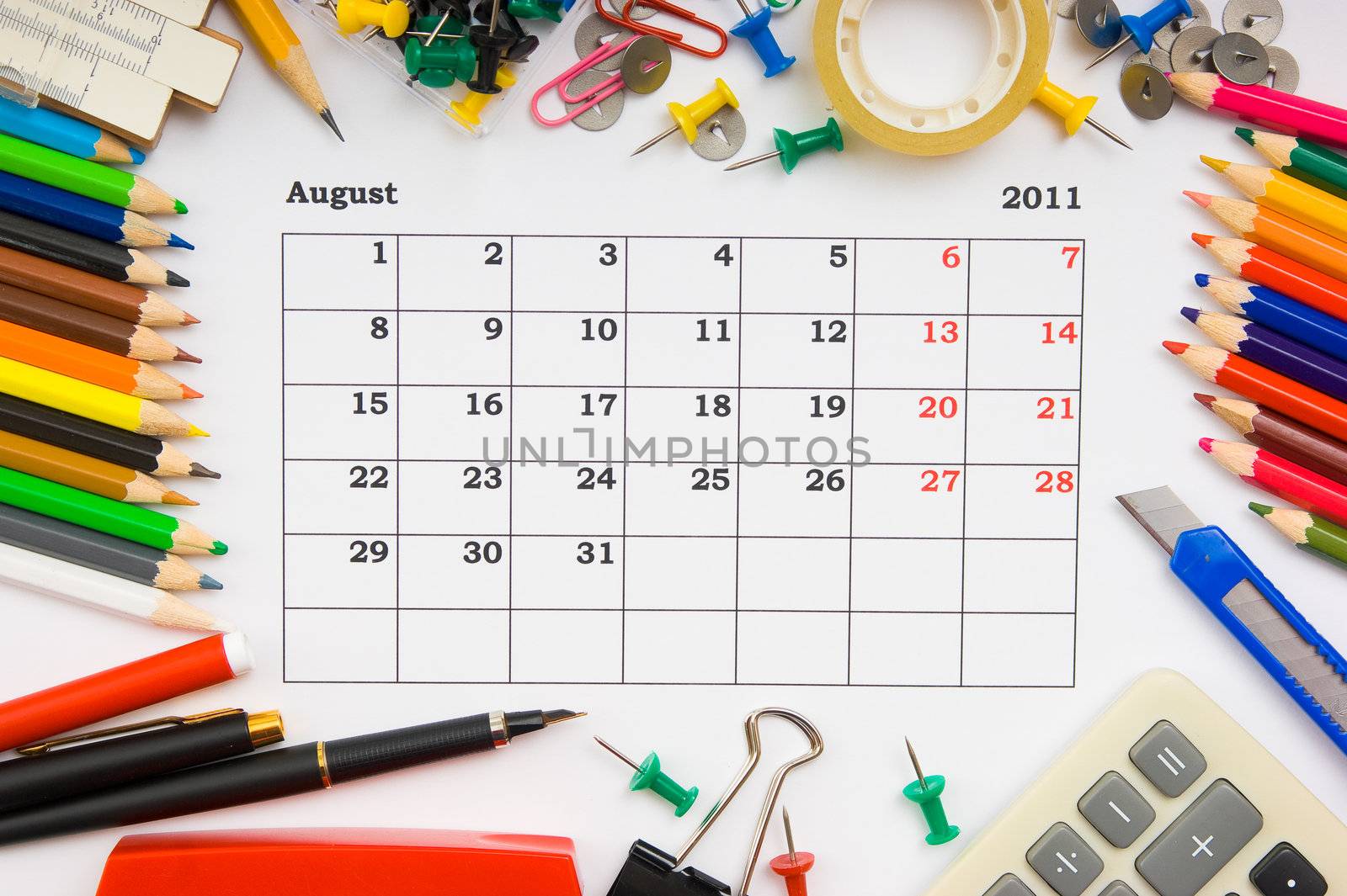 monthly calendar with office and stationery for 2011 by oleg_zhukov