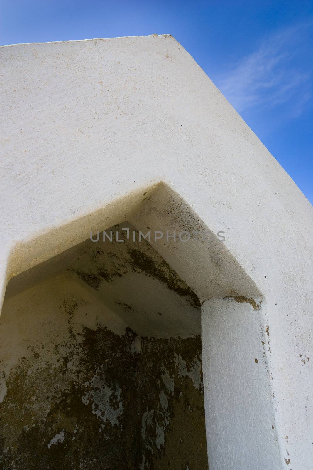 A guard shelter on one of the fort walls, at the Fortaleza de Sagres, Portugal.