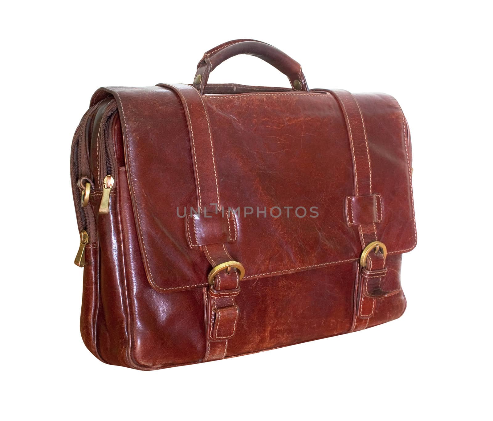 leather briefcase isolated on white background
