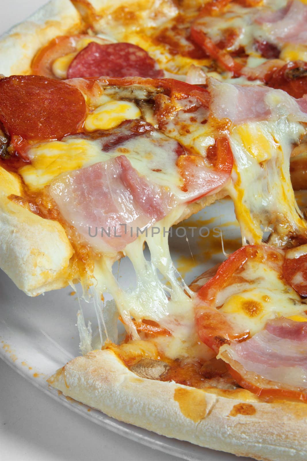 pizza with ham and sausage