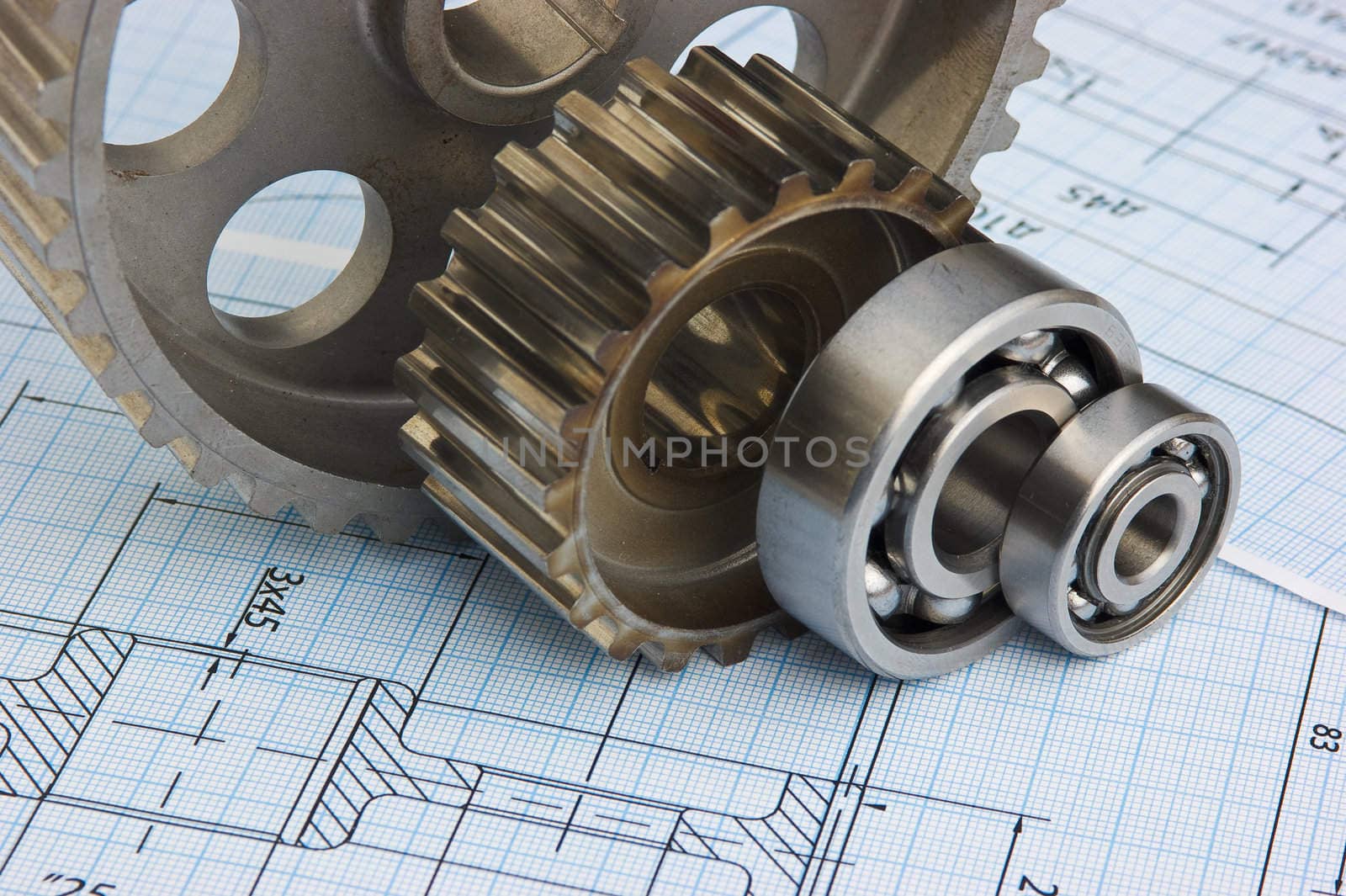 tools and mechanisms detail on the background of technical drawings