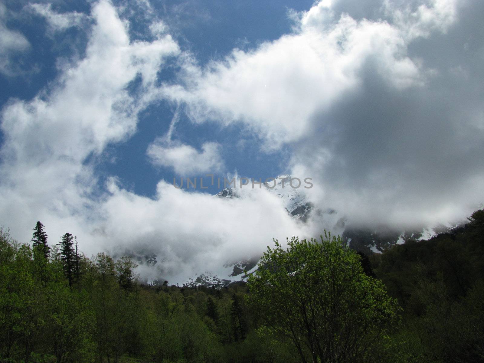 Mountains; rocks; relief; landscape; hill; panorama; caucasus; top; slope; ridge; snow; cool; clouds; sky; glacier