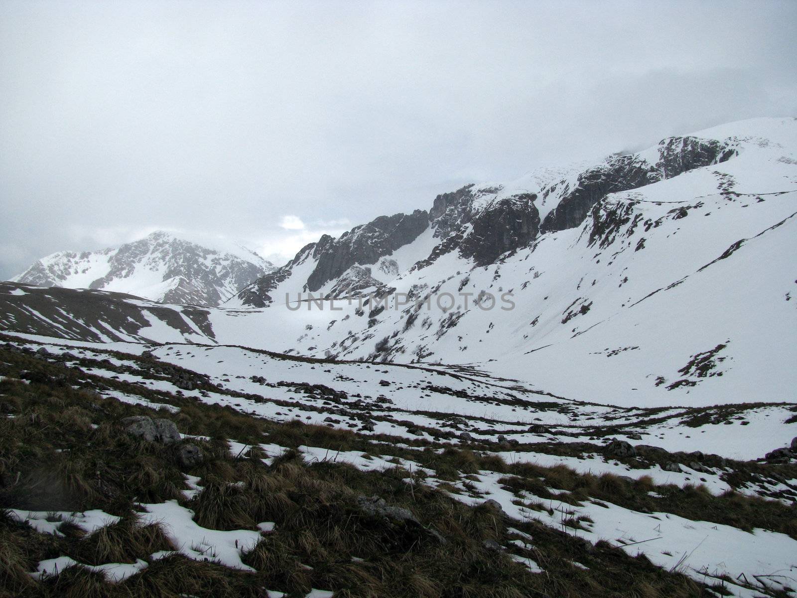 Mountains; rocks; relief; landscape; hill; panorama; caucasus; top; slope; ridge; snow; cool; clouds; sky; glacier