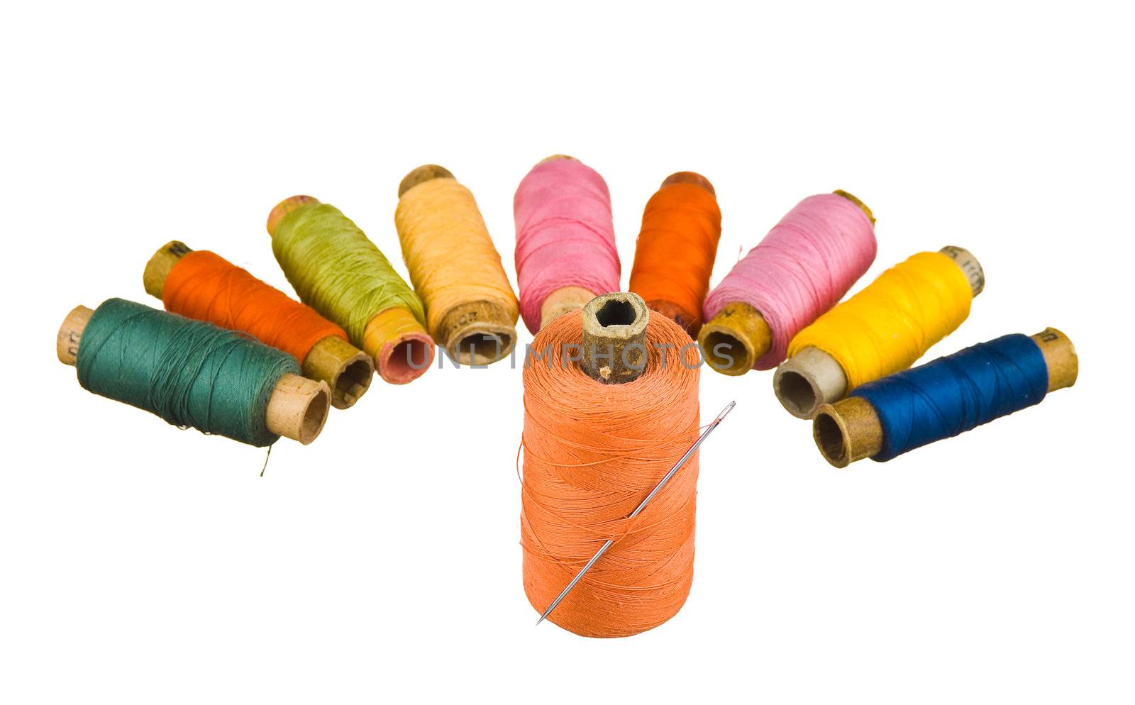 Sewing thread isolated on white background