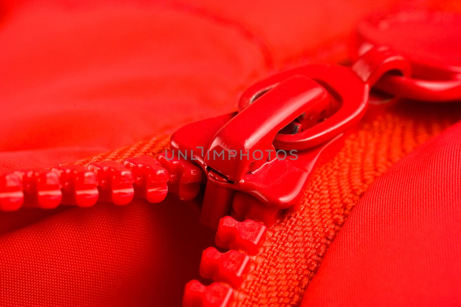 lock zipper on a red jacket