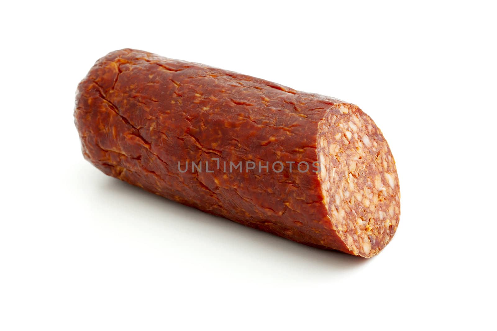 Smoked sausage isolated on white