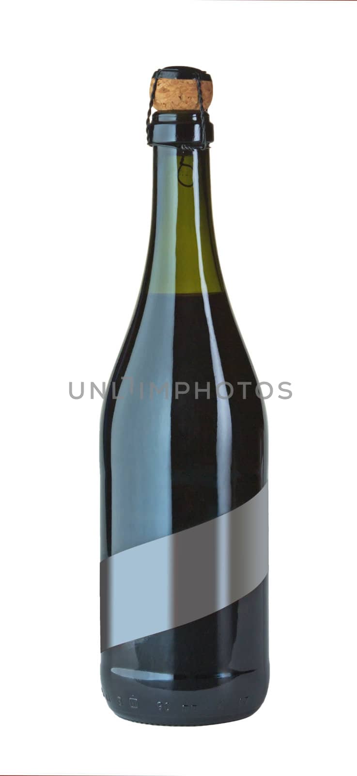 A bottle of champagne isolated on a white background