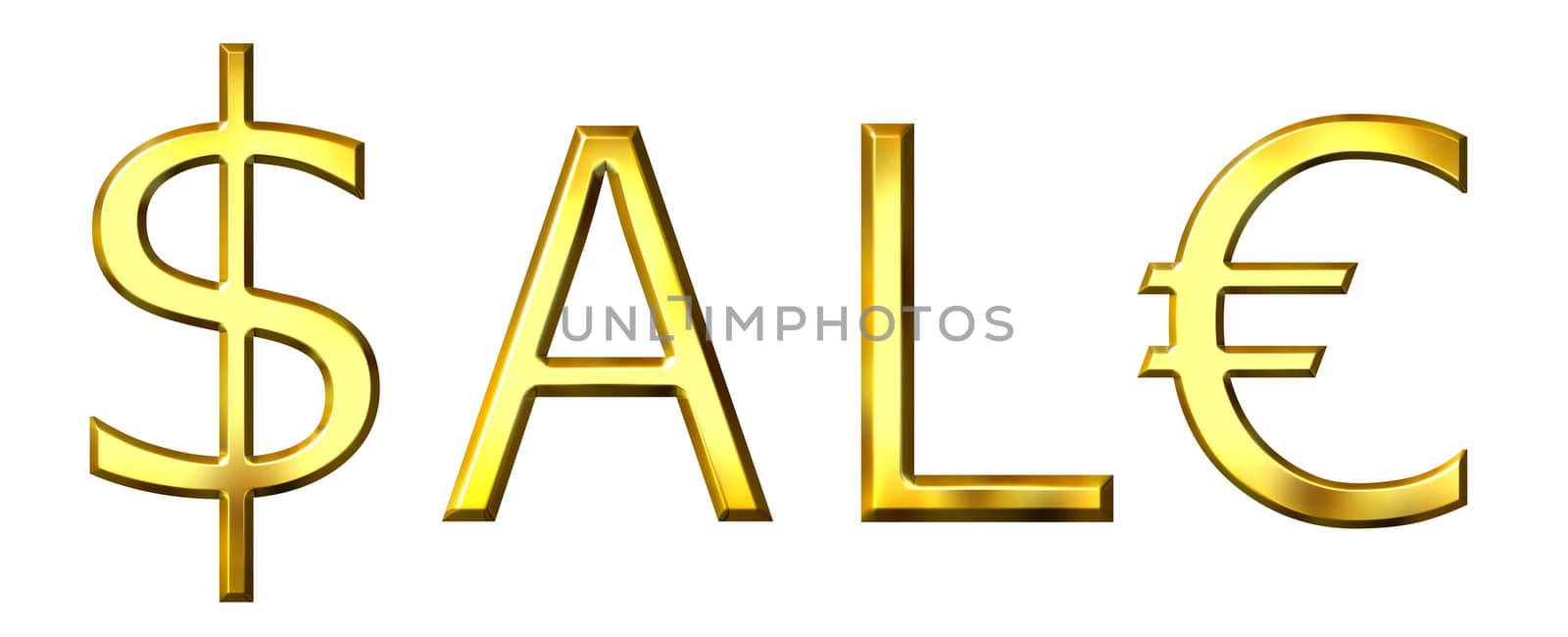 3d golden sale concept isolated in white