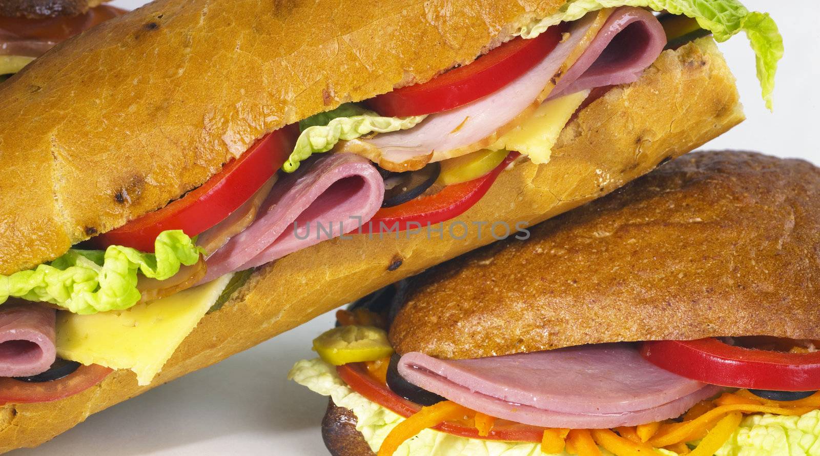sandwiches with ham and fish