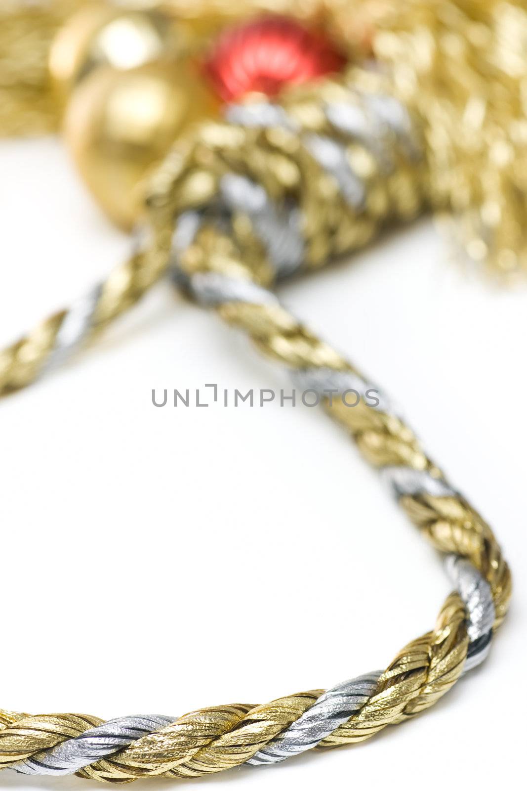 Christmas Noose in gold and silver isolated on white by woodygraphs