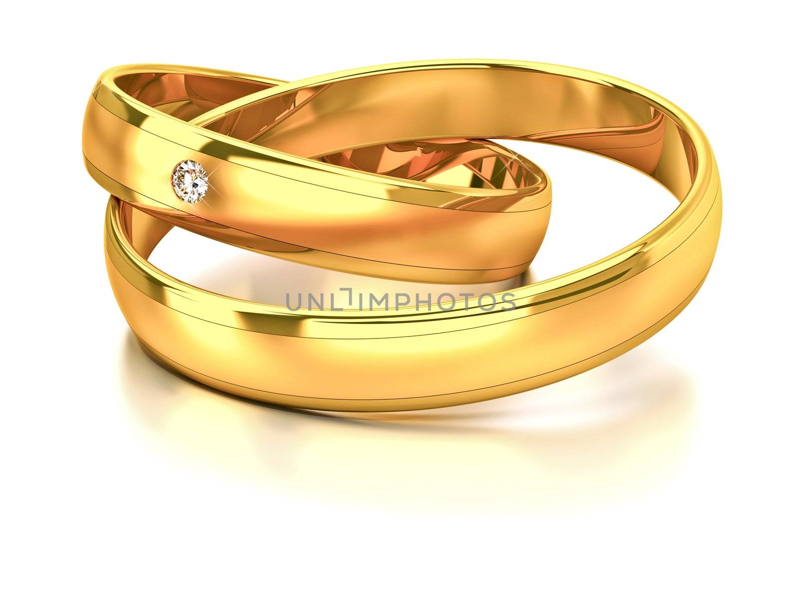 Two wedding rings with diamond