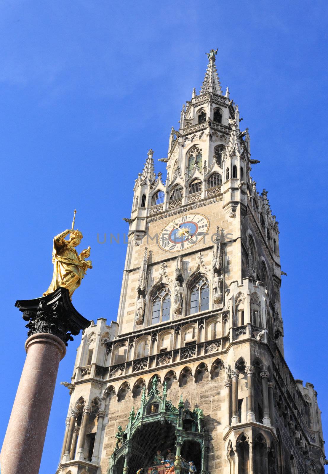 The marienplatz and city hall in center Munich Germany