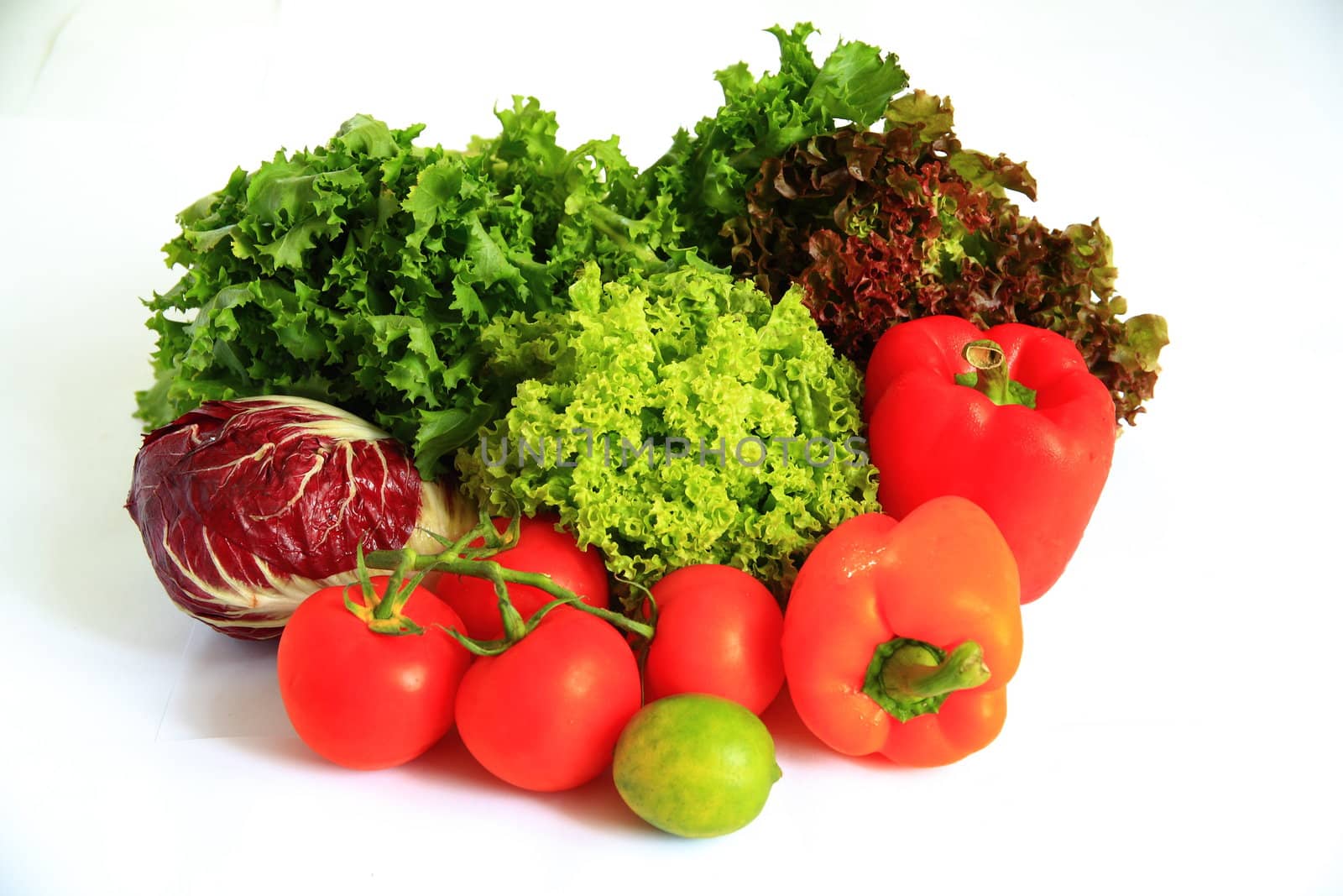 Fresh fruits and vegetables, isolated.