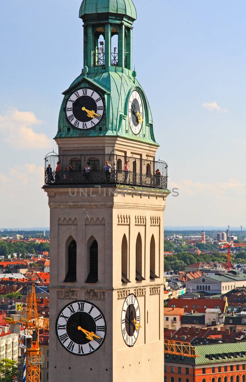 The aerial view of Munich city center from the tower of the City Hall