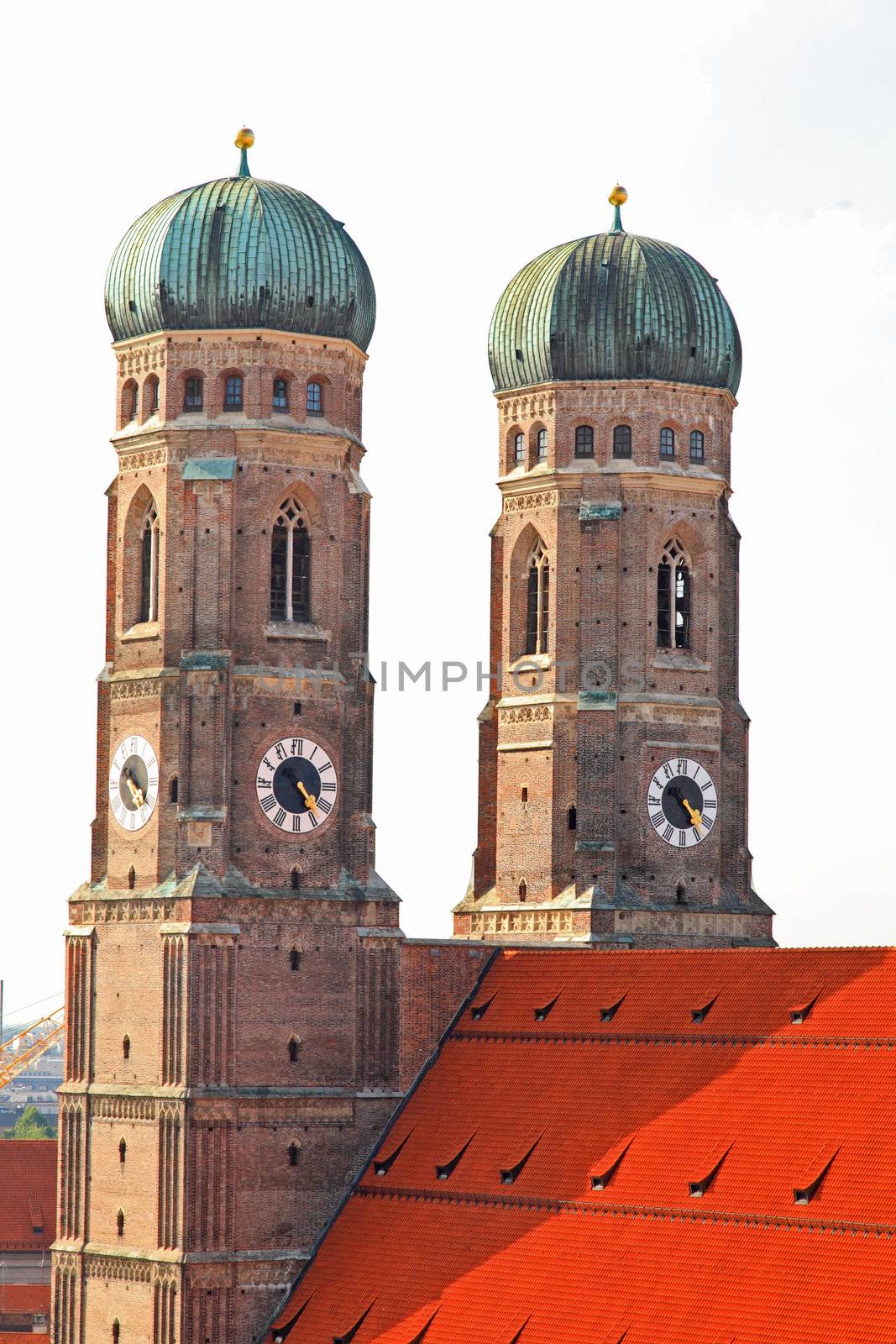 The aerial view of Munich city center from the tower of the City Hall