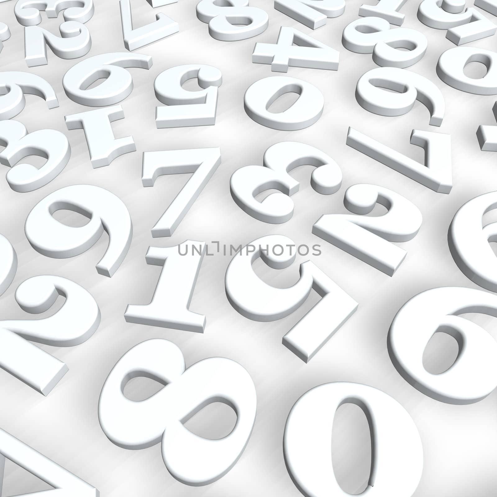 disorder of numbers on white background - 3d illustration