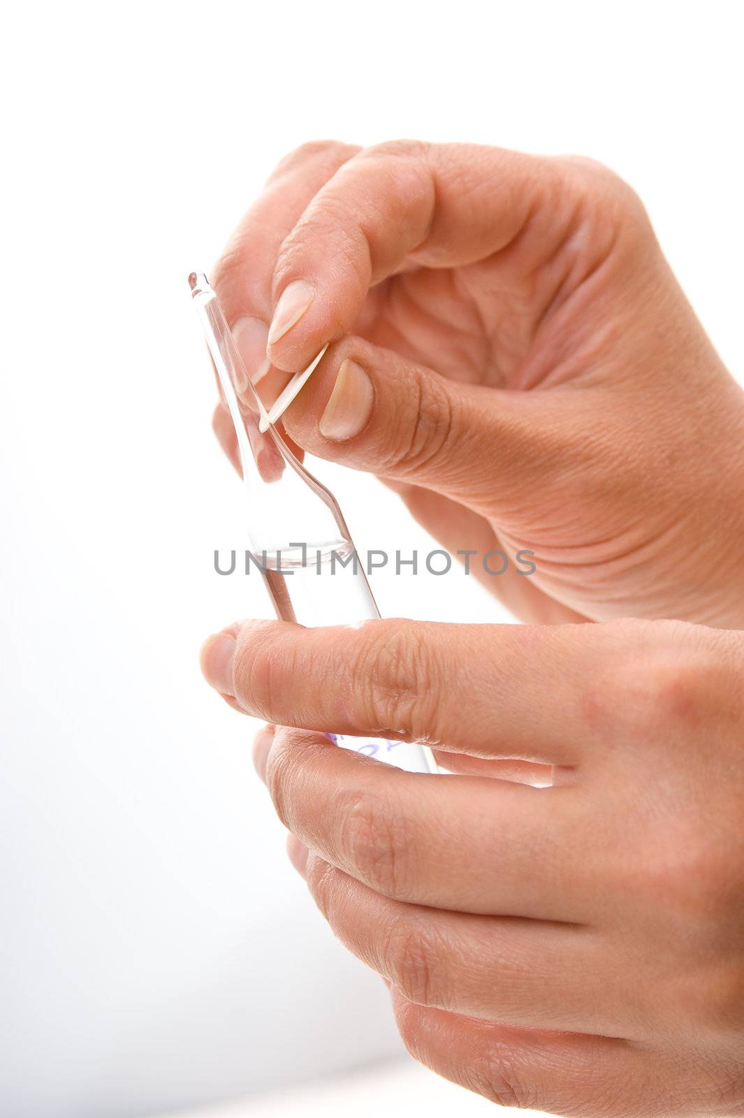 introduction of intravenous injection isolated on white background