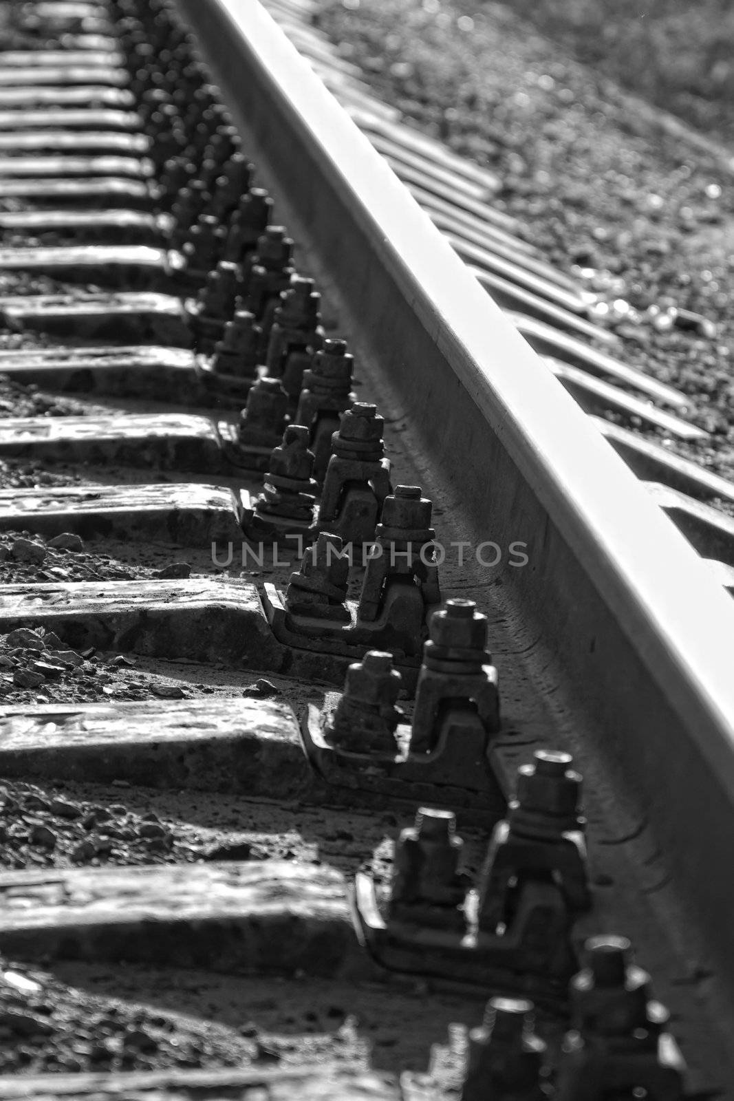 rails shining in the sunny day