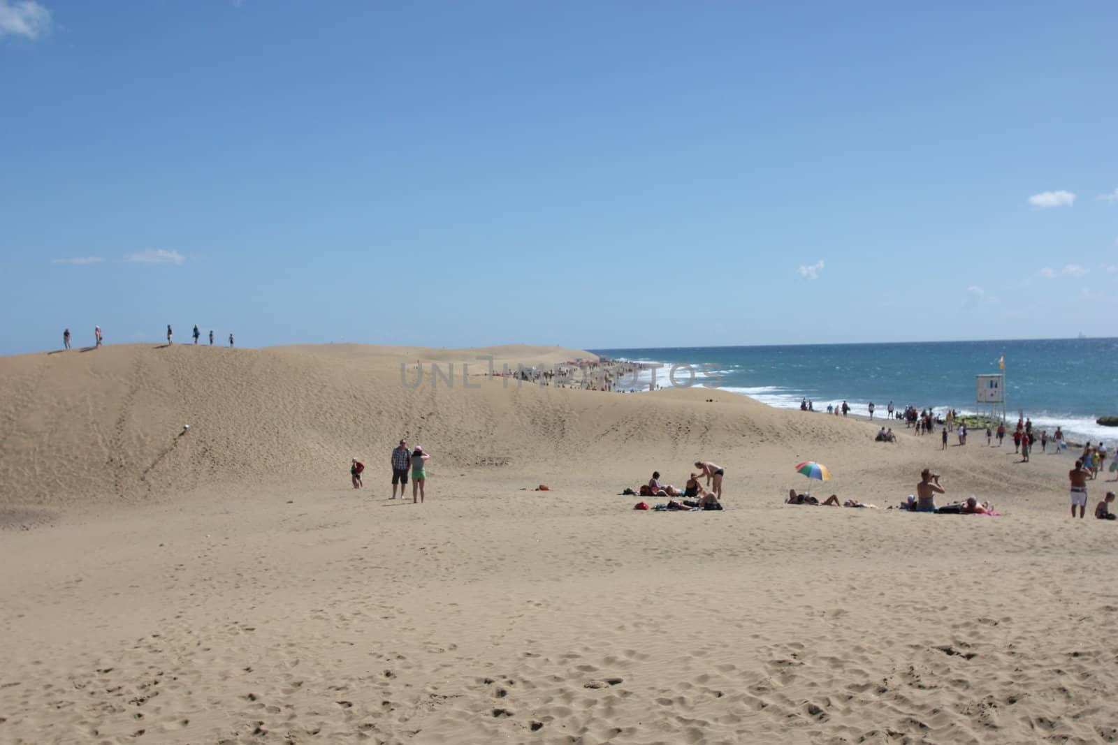 The coastline by the sand dunes in Maspalomas