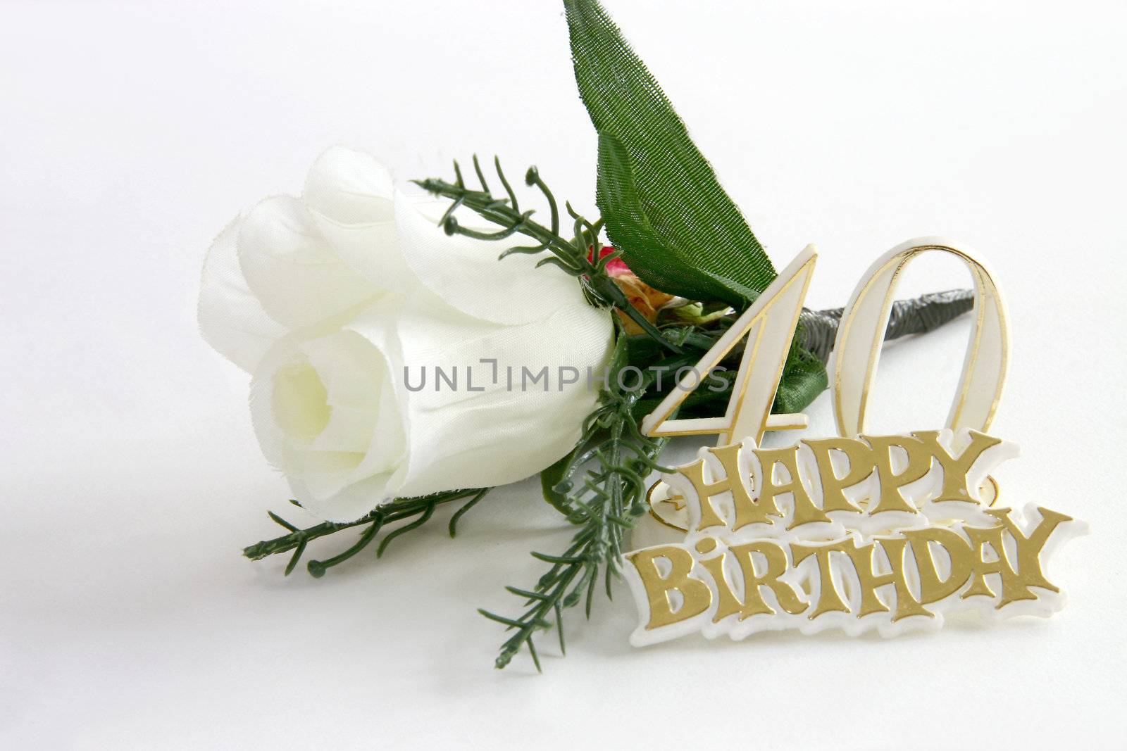 40th Birthday sign and silk rose by leafy
