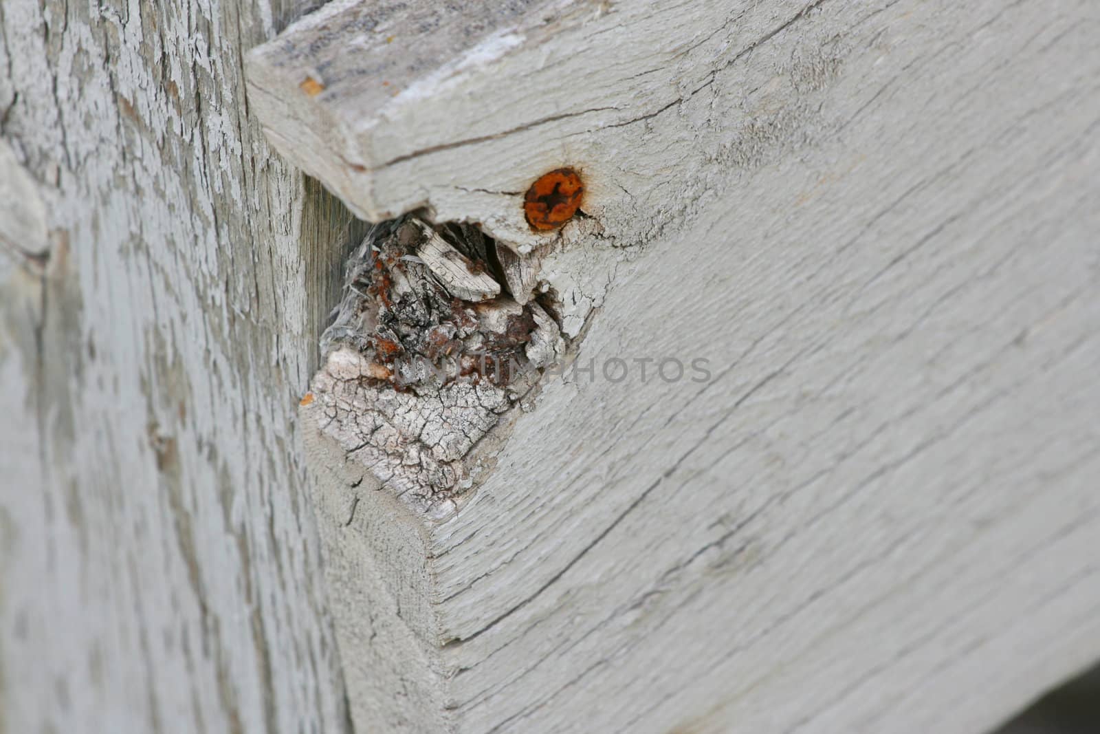 Worn and broken down fence with a grey colour
