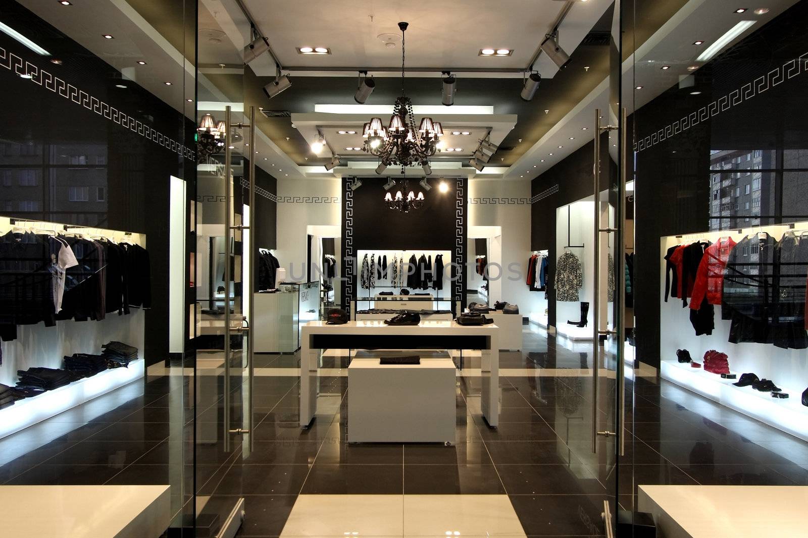 
Interior of modern shop of clothes