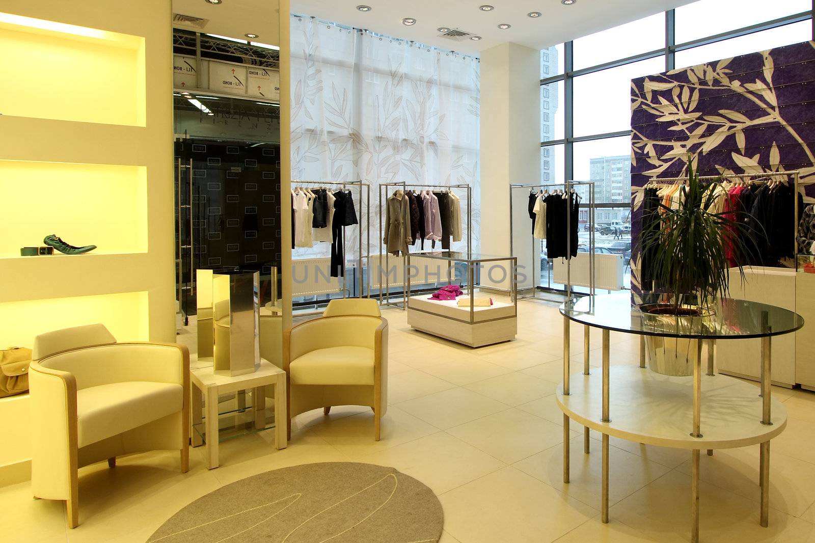 
Interior of modern shop of clothes