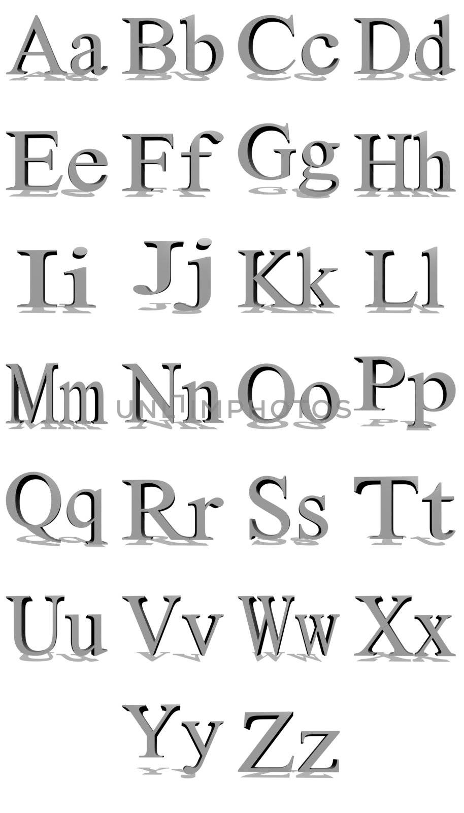 Times New Roman grey alphabet by Elenaphotos21