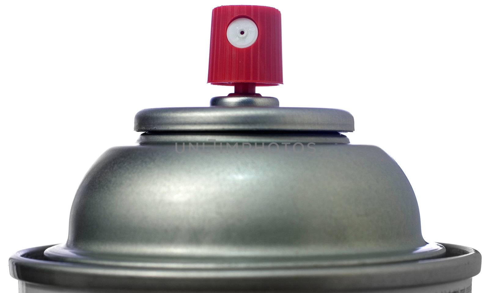 Closeup of the top of an Aerosol Spray Can