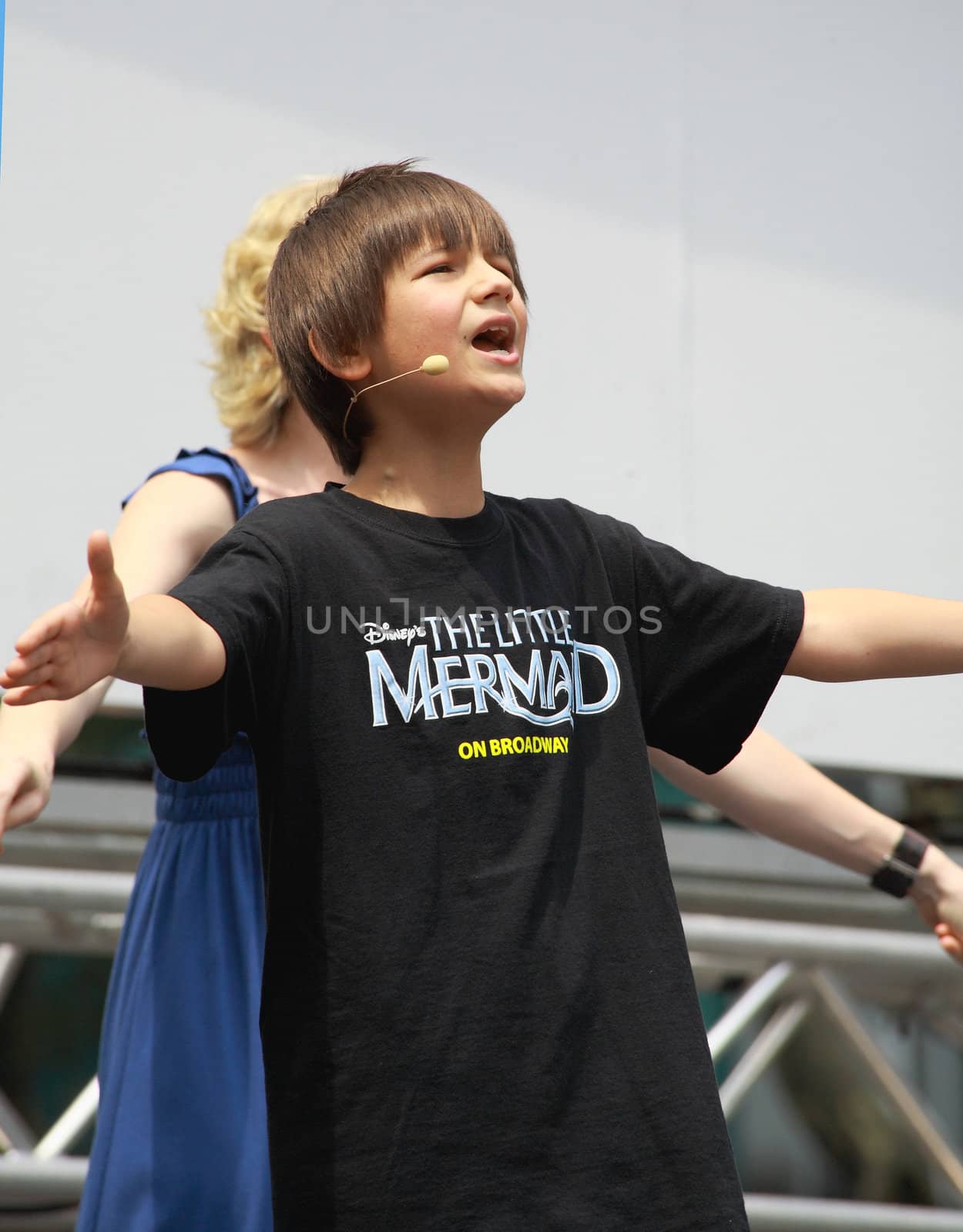 NEW YORK - JULY 31:  Brian D'Addario with cast performed in The Little Mermaid at The Broadway in Bryant Park in NYC - a free public event on July 31, 2008  