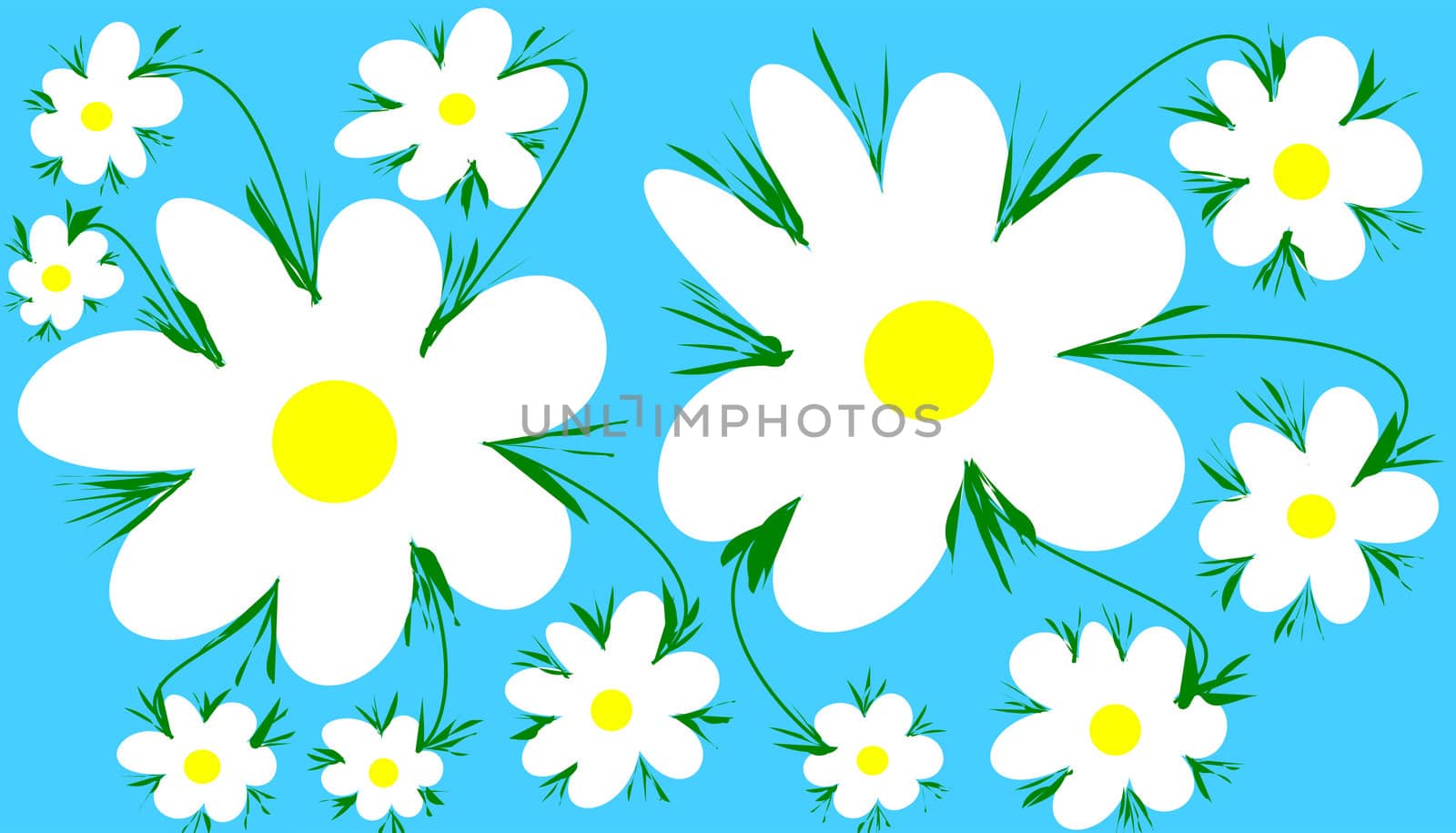 flowers on blue background