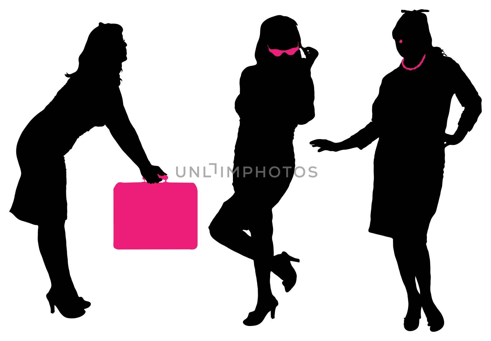 silhouette of the woman in the different poses