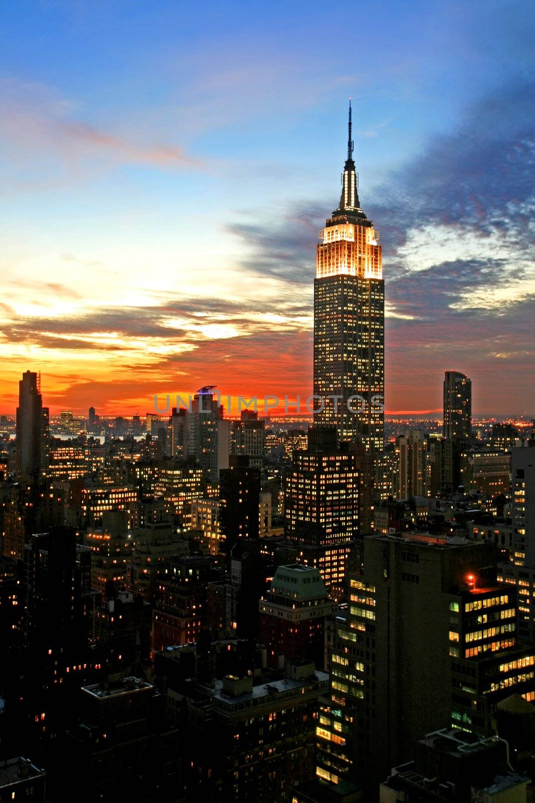 New York City midtown skyline at dark