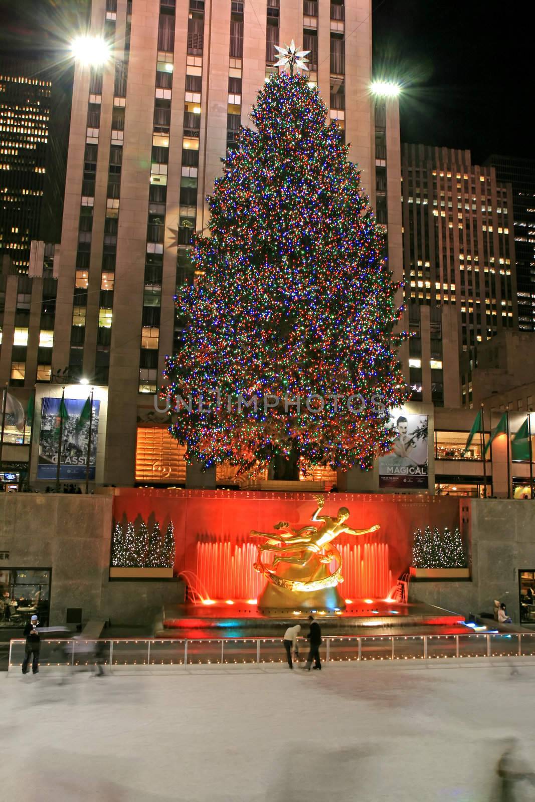 The Christmas decorations in The Rockefeller Center NYC