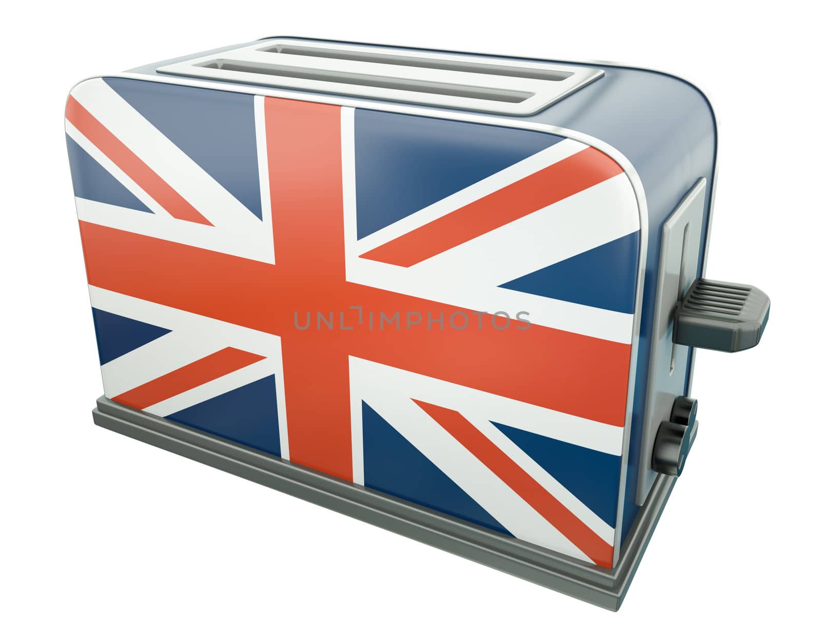 UK themed toaster. 3D render.