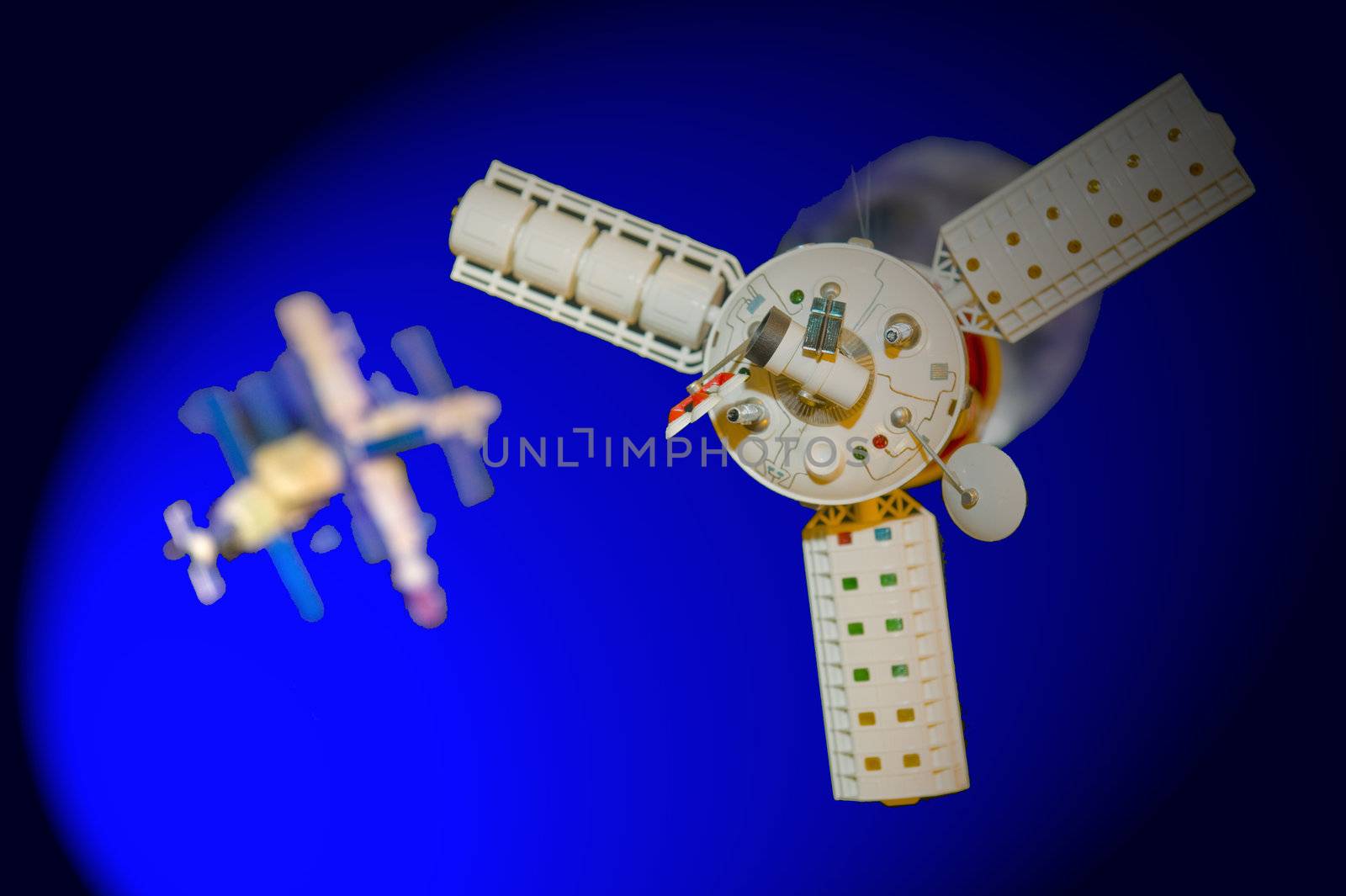 Model of space satellite taket us clouse up