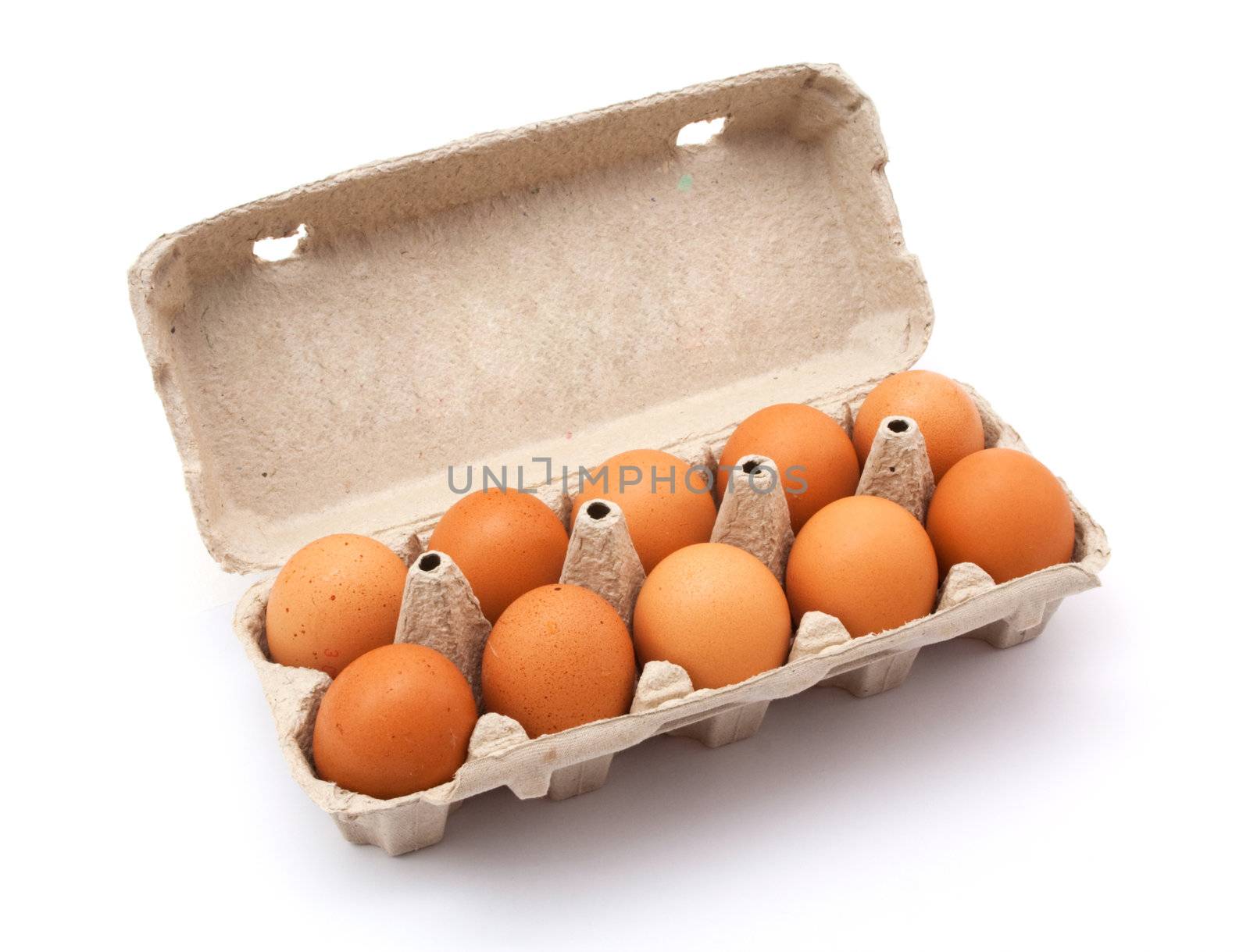chicken eggs in the package name on a white background