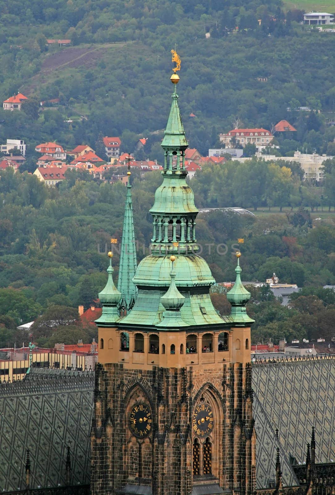 The aerial view of Prague City from Petrin Hill