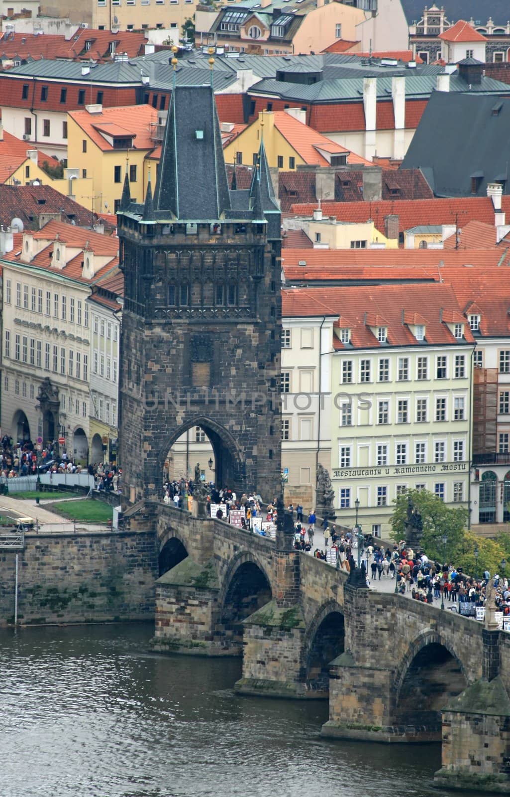 The aerial view of Prague City from Petrin Hill