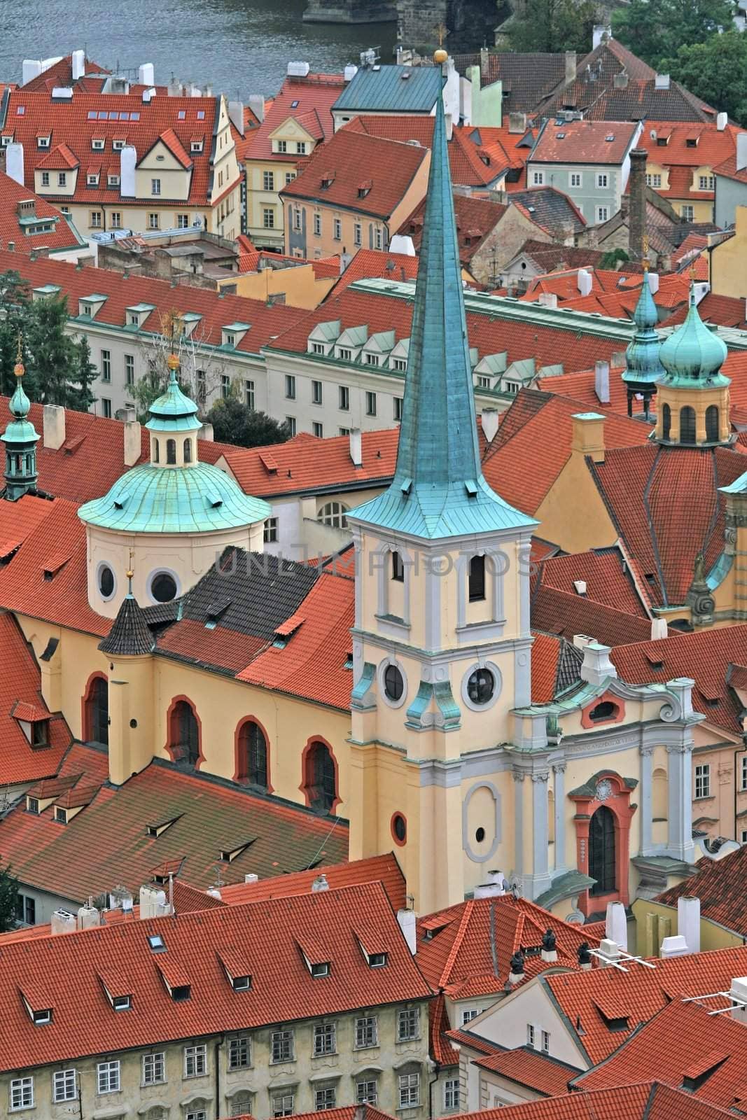 The aerial view of Prague City from Petrin Hill