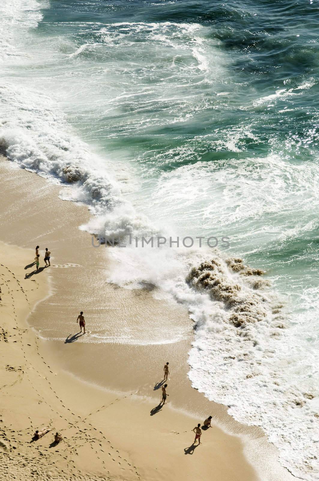 Bathers contemplating the heavy sea, Portugal