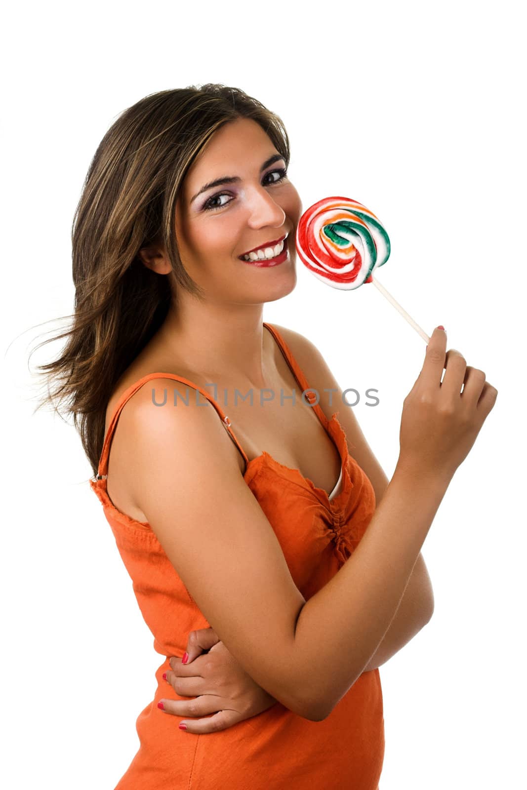 Lollypop Girl - Beautiful woman with a candy in the hands