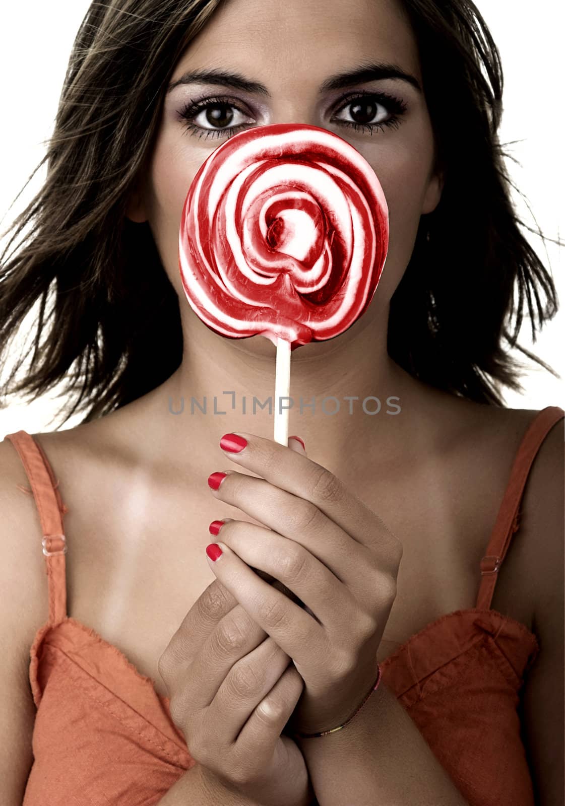 Lollypop Girl - Beautiful woman with a candy in the hands