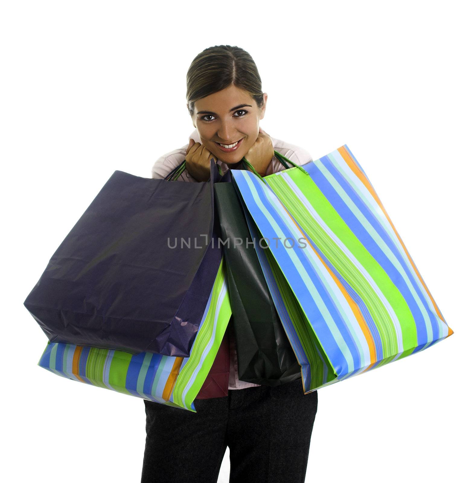 Woman shooping isolated in a white background