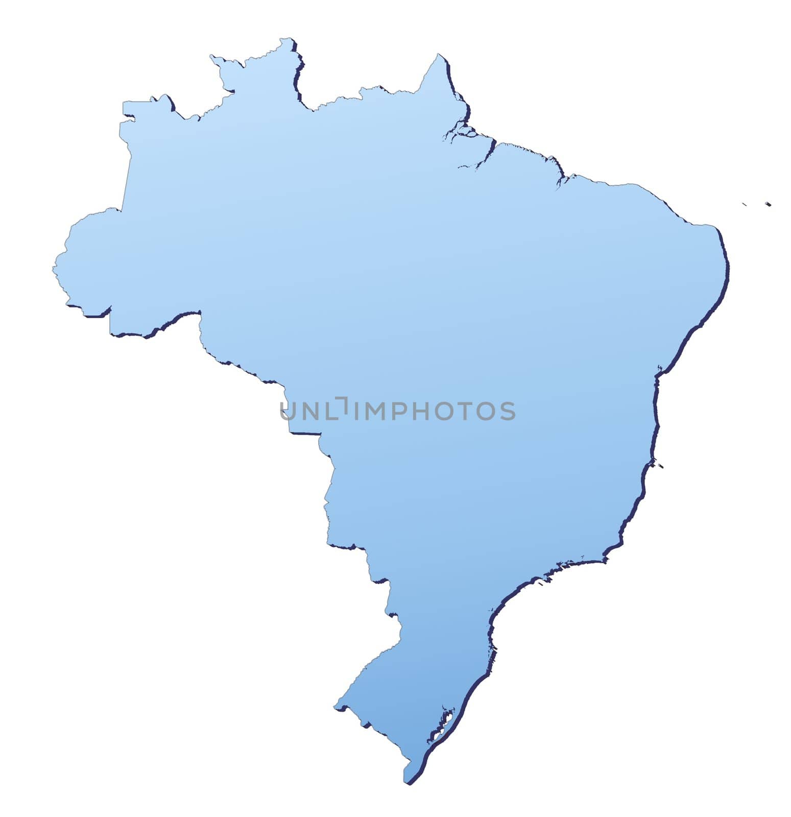 Brazil map filled with light blue gradient. High resolution. Mercator projection.