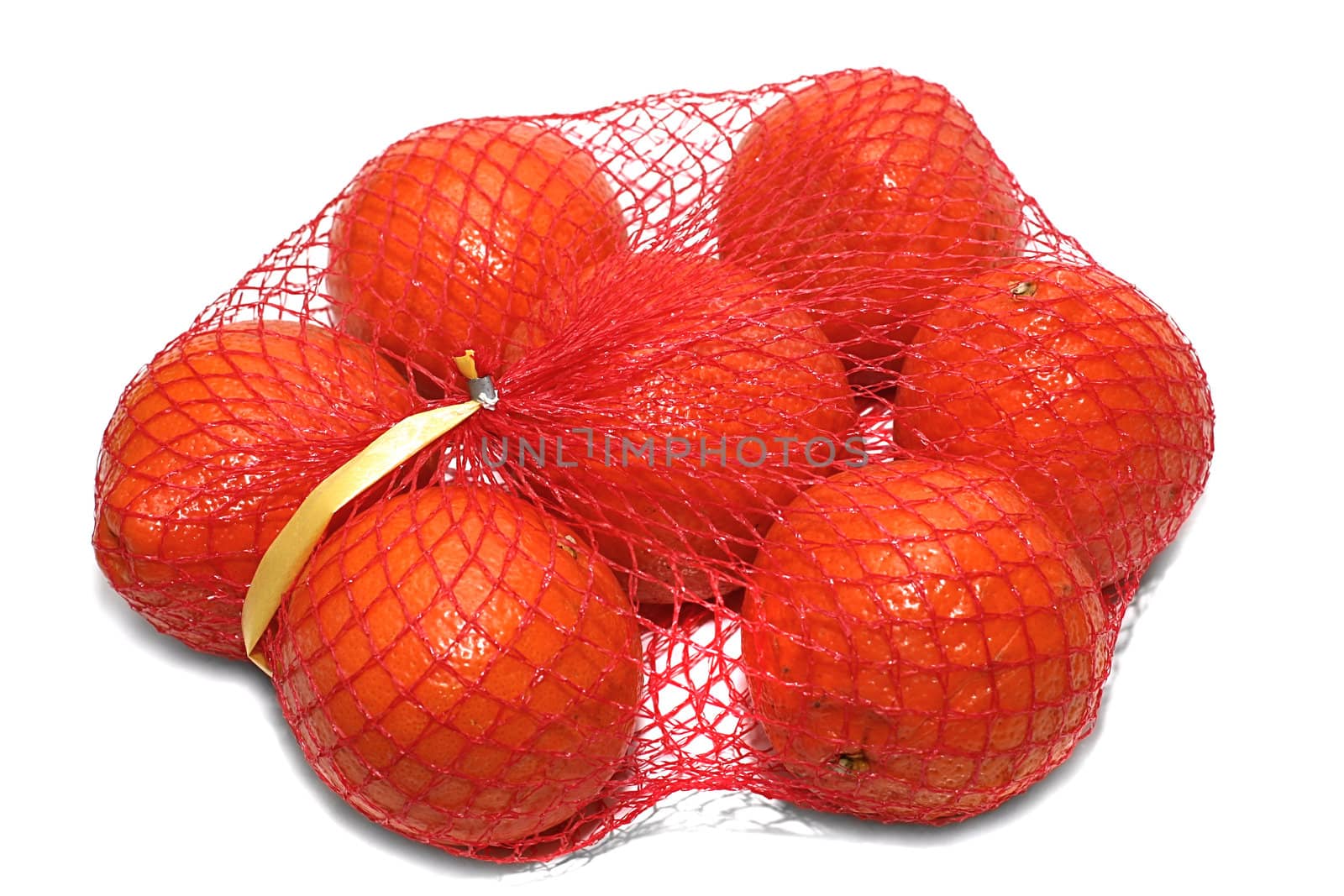 Oranges in packing on a white background