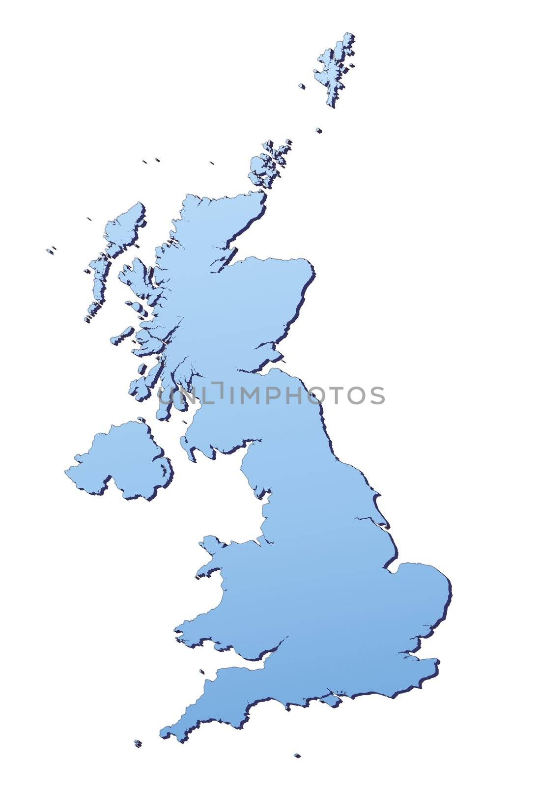 United Kingdom map filled with light blue gradient. High resolution. Mercator projection.