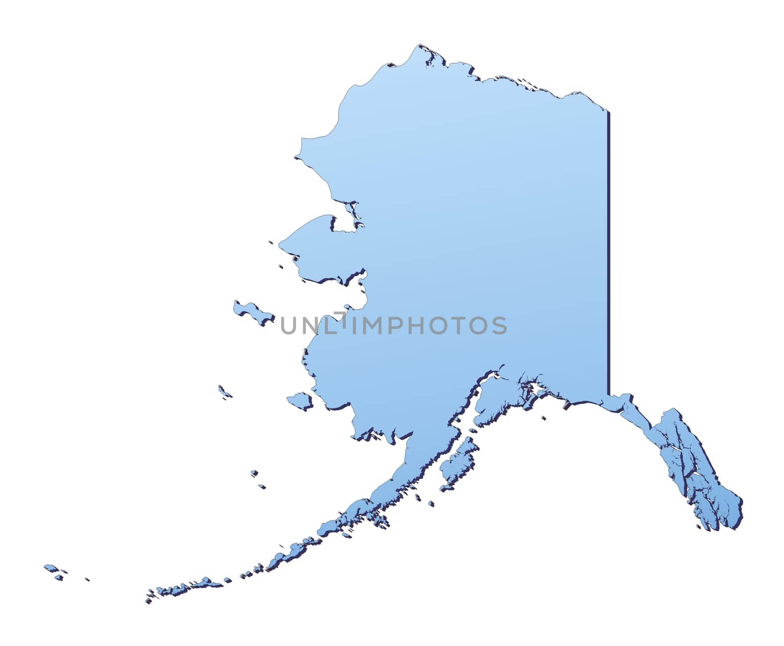 Alaska(USA) map filled with light blue gradient. High resolution. Mercator projection.